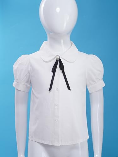 YiZYiF Girls Button Down Short Sleeve Cotton Oxford Blouse School Uniform Shirt Loose Casual Tunic Tops2