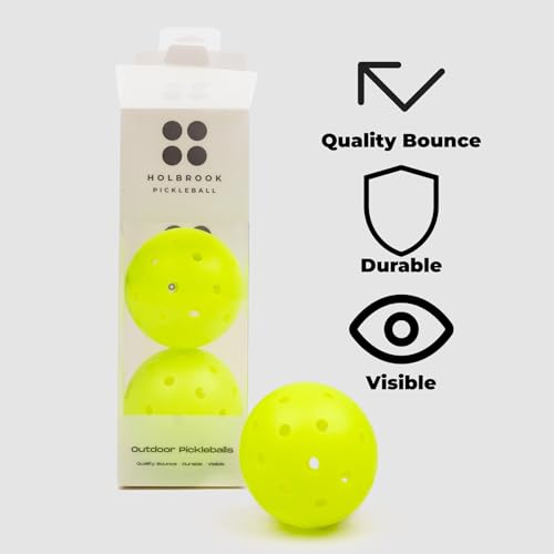 Holbrook Outdoor Pickleball Balls, Accessories, Soft Plastic Outdoor Balls, Professional Pickleball Gear
