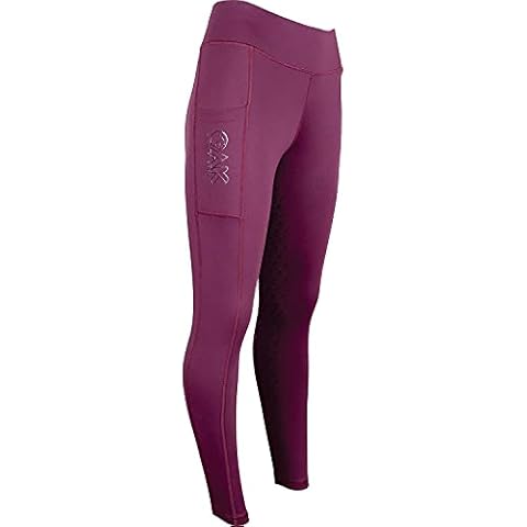 AK Oreo Pull on high Waisted Breathable Riding Tights/Leggings/Breeches with Full seat Silicon Grip AKRS-6052-01 (Burgundy, XS) Cover