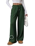 Picture of ATHMILE Womens Wide Leg Sweatpants Winter Fleece High Waisted Baggy Pants Fashion Teen Girl Drawstring Athletic Joggers