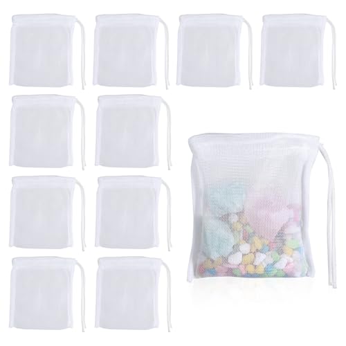 Image of QfwdfcTrenz 10PCS Aquarium Filter Media Bags for Activated Carbon, 4 inch X 3.5 inch Mesh Filter Bags for Aquarium, Carbon Filters Bag for Aquariums, High Flow Aquariums Mesh Media Filters Bag
