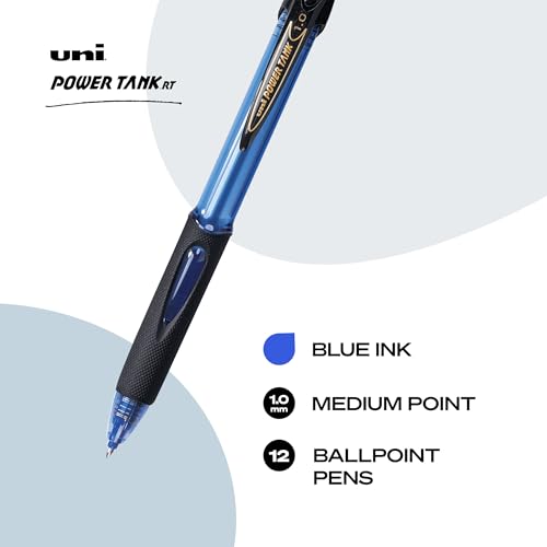 Image of uniball Power Tank RT Ballpoint Pens, Medium Point (1.0mm), Blue, 12 Pack