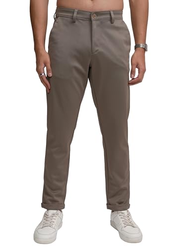 Image of Highlander Men's Slim Fit Formal Trousers | Ankle Length | Smart Chinos for Men | Comfortable Fabric for Daily Work & Formal Occasions