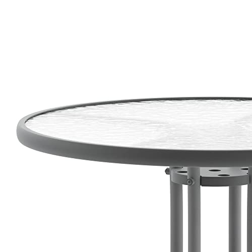 Flash Furniture Bellamy 31.5'' Round Tempered Glass Metal Table, Silver #TOP5