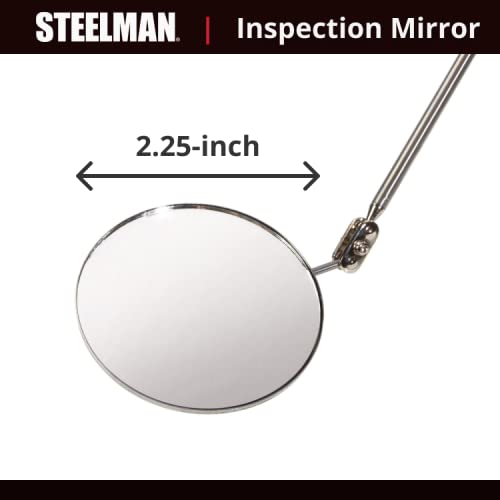 Steelman 29-Inch Telescoping Auto Inspection Mirror, Durable Steel, Articulating 3.25-Inch Round Mirror, Contoured Grip #TOP7