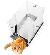 MEEXPAWS Stainless Steel Litter Box for Cats 19.7”×13.8”×4”| Non Stick | Odor Control |Metal Cat ...