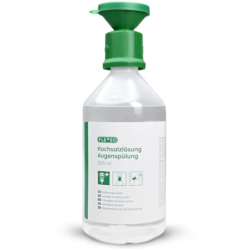 Augenspülung 500ml NaCl 0,9 Kochsalzlösung - Augenspülflasche - Eye wash - Augendusche- sterile Augenspüllösung - Augenspülmittel mit Salzlösung - Augenbad