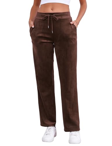 Amazon.com: Pescool Velour Pants for Women, Straight Leg Womens