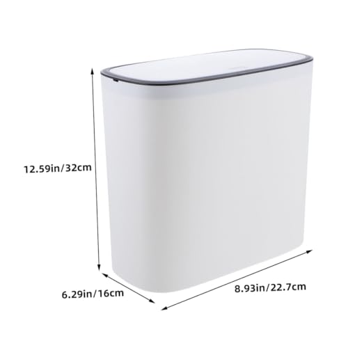 Caneca de basura rectangular blanca de plástico 1.5 gal miniatura 2