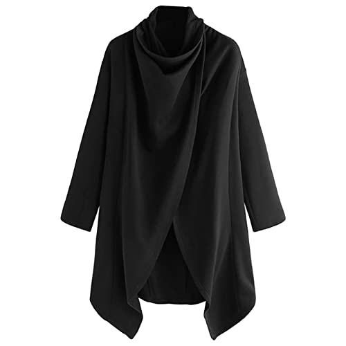 Men Lightweight Casual Cape Cloak Long Length Irregular Hem Pullover Overcoat Hip Hop Slim Poncho Sweatshirt Coat