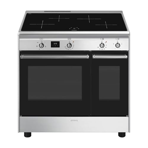 Smeg Cocina eléctrica de inducción de 90 cm, acero inoxidable