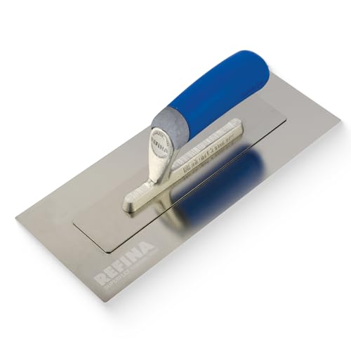 REFINA SUPERFLEX-1 Plastering Trowel - 12 x 5 (300 x 125mm) Flexible 0.4mm Stainless Steel Blade for Finishing Walls & Ceilings - Lightweight Plastering Tools & Construction Tools