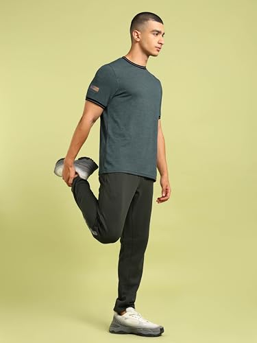 Image of TECHNOSPORT Men Mid Rise Solid Regular Fit Track Pant with Technodry, Antimicrobail for Gym, Workout, Sports and Regular Use