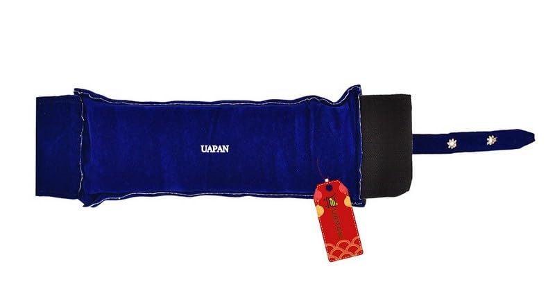 Image of UAPAN 4 line Ankle Bells velvet with velcro Pad for Classical Bharatanatyam Kathak Dance with Adjustable Strap (Blue, belt)