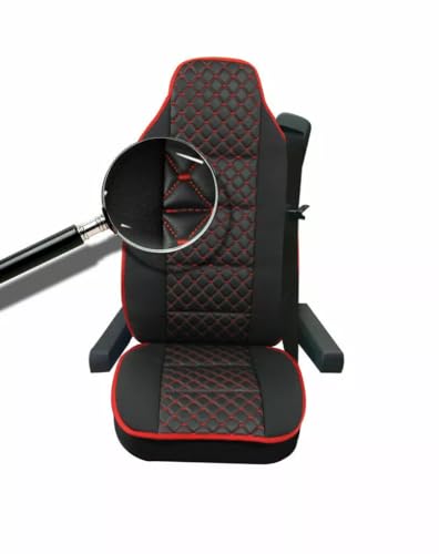 Generisch 1x Sitzauflage LKW Sitzbezug Premium Sitzschoner Schwarz/Rot Kunstleder für LKW Ergonomisch Hochwertig Neu OVP