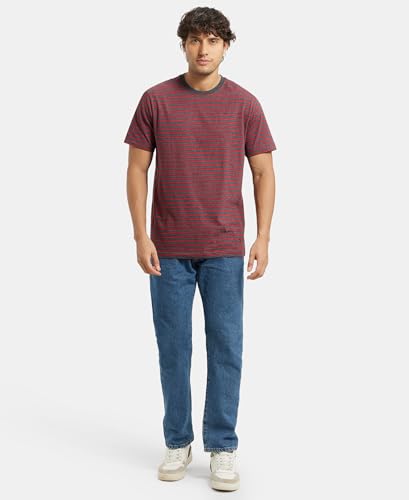 Image of Jockey 2715 Men's Super Combed Cotton Rich Striped Round Neck Half Sleeve T-Shirt