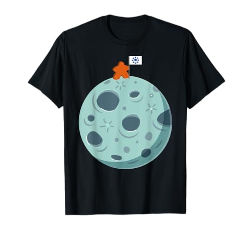 Juego de mesa espacial divertido de Meeple On The Moon Camiseta