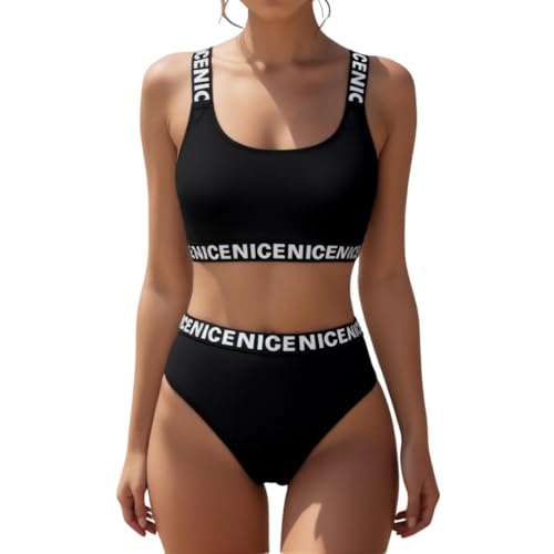 Maillot de bain fille noir 40 avec haut de sport et culotte haute