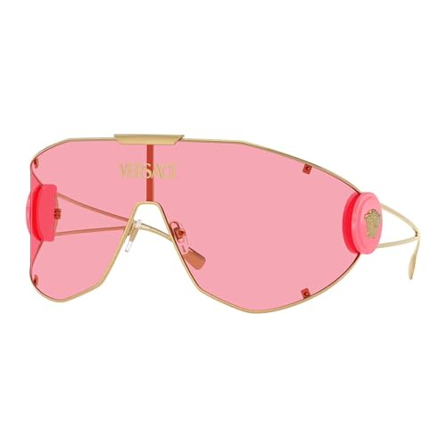 Versace VE 2268 100284 Gold Metal Shield Sunglasses Pink Lens