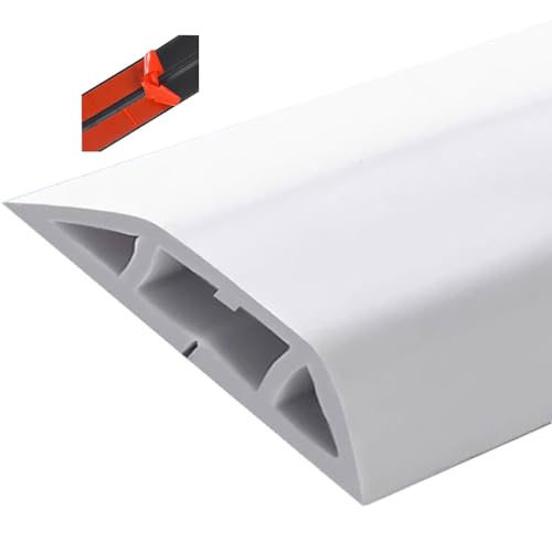 Canaleta para cables de efecto madera, semicircular, con adhesivo autoadhesivo y pintable, para ocultar y organizar cables / Negro 20 mm (79/100 pulg), Blanco 50 mm (1 97/100 pulg) miniatura 1