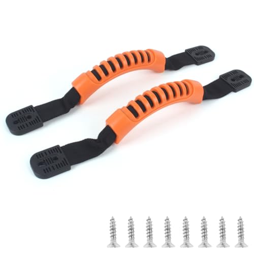 2 Pcs Kayak Carry Handles, 2-Hole Kayak Replacement Handles with Screws, Canoe Boat Side Mount Carry Handle, Boat Carry Handle Replacement Suitable for Kayaks Luggage Suitcase - Orange