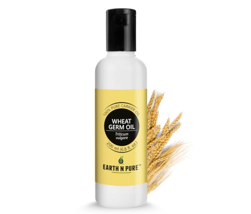 Image of Earth N Pure Wheat Germ Oil 100% Pure & Natural Rich in Vitamin E for Skin Care, Hair Growth & Face - Cold Pressed Wheatgerm Oil for Massage, DIY & Aromatherapy- 200ml