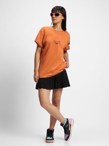 Image of Bewakoof Women's Typography 100% Cotton T-Shirt - Boyfriend Fit, Round Neck, Half Sleeves