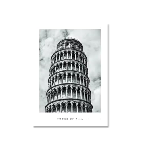 Peinture sur toile paysage italien photo noir et blanc art mural decoration interieur 50x70cm