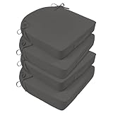 Basic Beyond Outdoor Cushions for Patio Furniture: Waterproof & UV Resistant Outdoor Chair Cushions Set of 4-19 x 19 x 3 Inch Thick Patio Chair Cushions with Adjustable Ties & Handle, Dark Grey