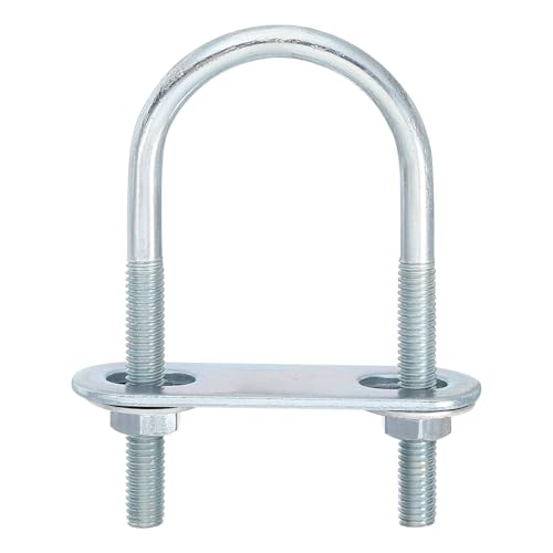 QUARKZMAN 6Pcs Pernos en U Redondos M6, Ancho Interior de 34mm, Longitud de 75mm Perno de Abrazadera en U con Tuercas y Placas, de Acero al Carbono para Reparación Tuberías y Industriale