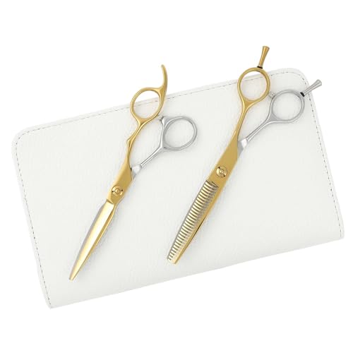 【PF】DEEDS 日本の鋏専門メーカー GTZ ソード ゴールドチタン × シルバー 剣刃 シザー セニング セット バイカラー (6.0インチ・スキ率25%前後) 専用ケース セット/美容師 理容師 理容 はさみ ハサミ シザー セニング