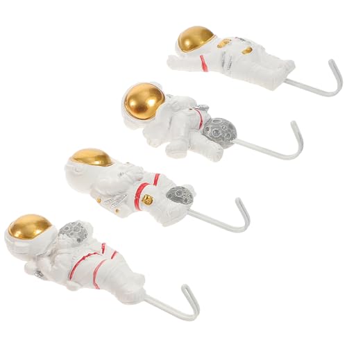 Beavorty Astronaut Wall Hanging Hook 4pcs Astronaut Hook Umbrella Holder Wall Hooks Mounted Coat Hooks Key Rack Sculptures Kids Bathroom Accessories Mount Storage Hanger
