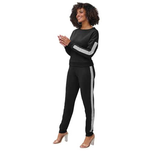 K Jordan Women's Rhinestone-Trimmed Jogger Set