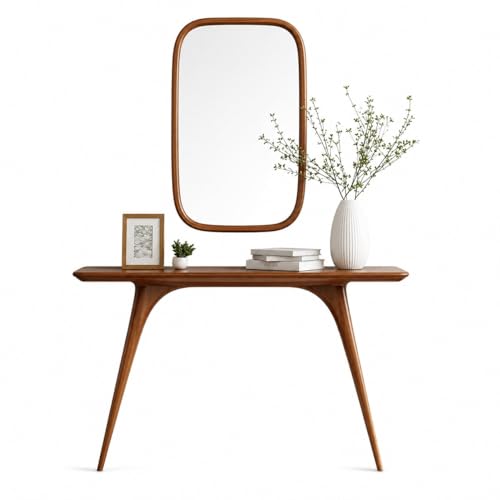 Image of Solid Wood Console Table for Living Room & Entryway - Modern Minimalist Narrow Table (100x30x77 cm) | Durable Wooden Sofa Table for Hallway, Bedroom & Office