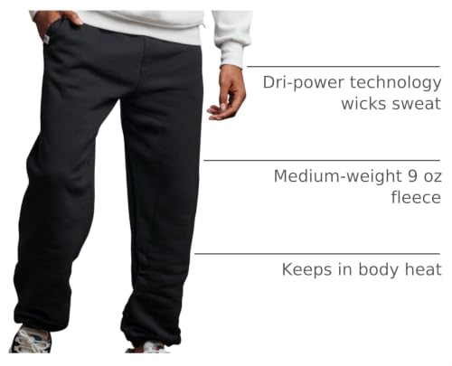 Image of Russell Athletic Men's Dri Power Fleece Elastic Bottom Sweatpants, Relaxed Fit, Moisture Wicking, with or Without Pockets