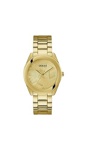 GUESS Reloj de pulsera de acero inoxidable para mujer en tono dorado (modelo: GW0606L2), Dorado, Modern