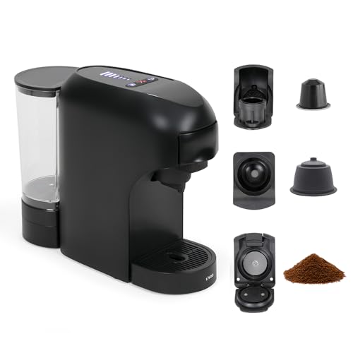 Livoo DOD217N   Cafetera multicápsulas 4 en 1 (1400 W, 20 bares, 7 niveles de volumen, compatible con Nespresso*, Dolce Gusto*, cápsulas tipo Senseo** y café molido