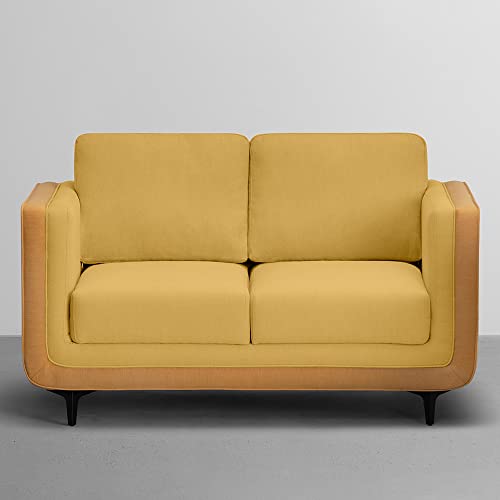 Image of Sleepyhead Mojo - 2 Seater Sofa | Premium Fabric | Dual-Tone Modern Design with Plush Cushioning | Durable Pine Wood Frame & Removable Back Cushion | German Tested | 3 Year Warranty - Trippy Yellow