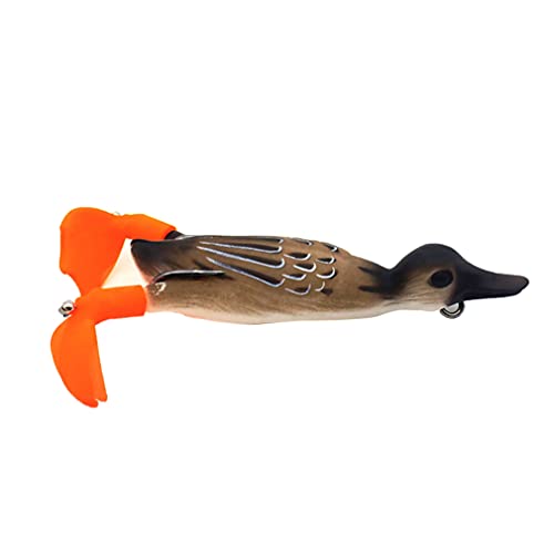 Fishing Bait Fishing Lures Propeller Flipper Duck Bait 3D Wobbler Eyes Topwater Swimming Lures Soft for Black Gray.