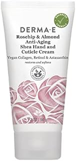 DERMA-E Rosehip and Almond Anti-Aging Shea Hand and Cuticle Cream – Vegan Collagen, Retinol and Vitamin E Moisturizer for Dry Skin – Cruelty Free Hand Lotion, 2 oz