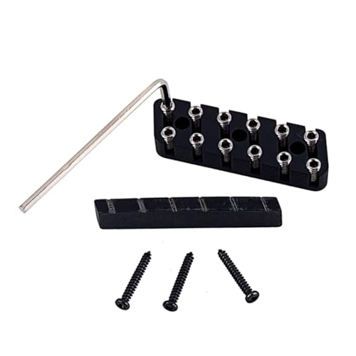 Abaodam Ga887 6-string Black Headless Guitar Nut Set String Locking Nut and Stop Nut Camel Bone Bridge Nut for Enhanced Sound