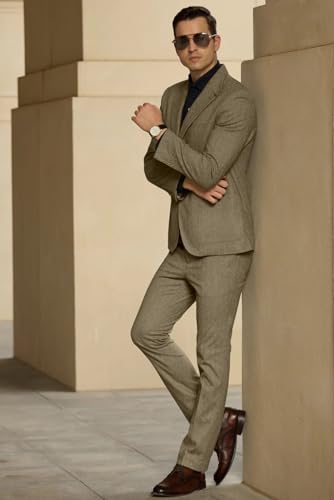 Retro Mens 2 Pieces Suit Tweed Herringbone Suit Men Slim Fit Wool Jacket Pants Set Wedding Groom Prom Tuxedo for Men4