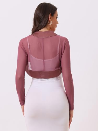 Image of Allegra K Women's Satin Shrug Wedding Open Front Mesh Evening Formal Bolero
