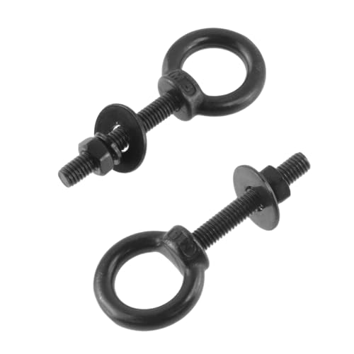 Image of Antrader Lifting Shoulder Eye Bolts,M5 Eye Bolt,M5 x 30mm,Black,6 Sets | Stainless Steel Eyebolts with Lock Nuts,Lock Washers,Flat Washers