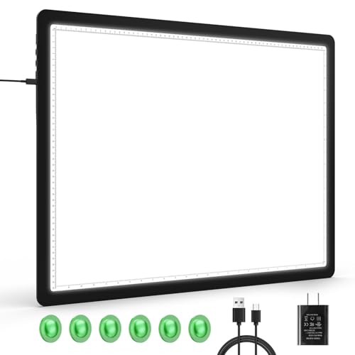 A2 Light Pad (25.2" x 18.4"), Magnetic Bright Light Box for tracing,6 Levels Dimming/3 Color,Physical Buttons,Light Board for Diamond Painting,Light Table for Drawing, Sketching, Animation