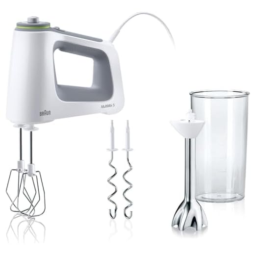 Braun MultiMix 5 HM 5107 WH Handmixer met Variabele Snelheidsregeling, Gardes, Deeghaken en 600 ml Maatbeker, 750 W, Wit/Grijs