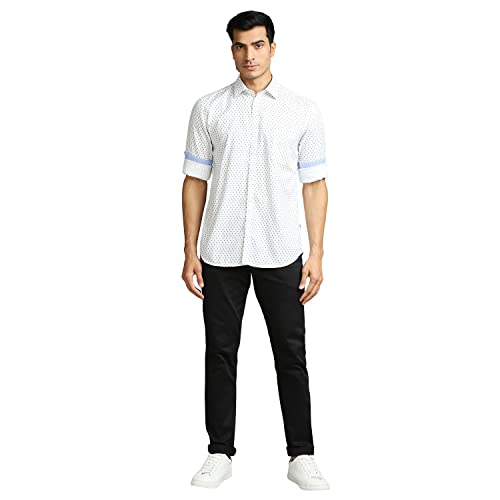 Image of Parx Men's Full Sleeve Slim Fit White Casual Shirt
