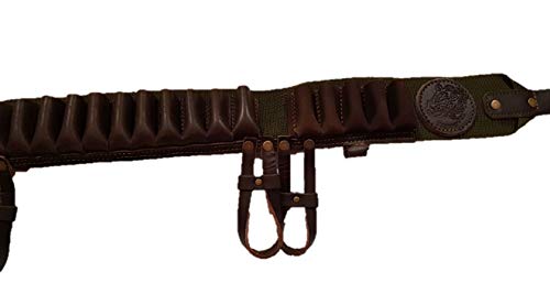 CAZA Y AVENTURA Canana Porta Cartuchos en Piel con Colgador de Conejo Calibre 20 Talla 44-48