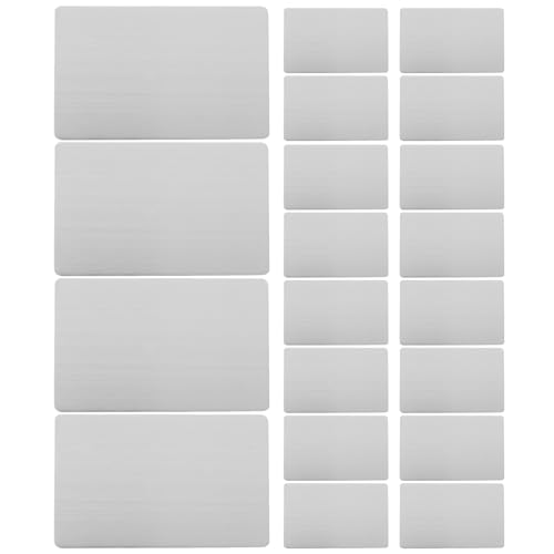 Tarjetas de visita premium de acero inoxidable grabado, placas resistentes para oficina, 20 ud