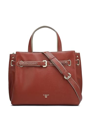 Image of Da Milano Leather Satchel Bag for Women - Brown